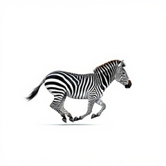 Naklejka premium Running Zebra Isolated on White Background - Wildlife Animal Portrait
