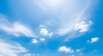 Obraz premium Blue sky background with soft white cirrus clouds