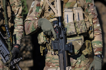 French soldier in combat gear during a military exercise.