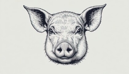 Charming hand-drawn pig illustration for farm-to-table branding and rustic designs, perfect for packaging, logos, and animal-themed projects