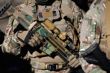 French soldier in combat gear during a military exercise.