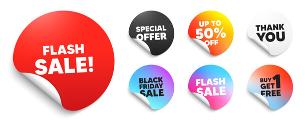 Flash sale red sticker tag. Special offer paper price tags. Flash Sale tag. Special offer price sign. Advertising Discounts symbol. Discount, black friday sticker. Promo banner. Vector