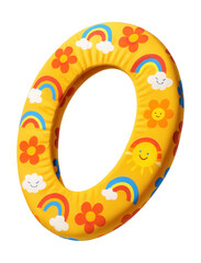 Vibrant stretchable toilet seat cover for easy installation in family bathrooms.