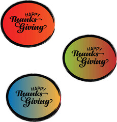 Vibrant Happy Thanksgiving Badge Stickers – Colorful Autumn Holiday Labels, Festive Graphic Icons, Seasonal Celebration Artwork for Crafts, Cards & Digital Designs”