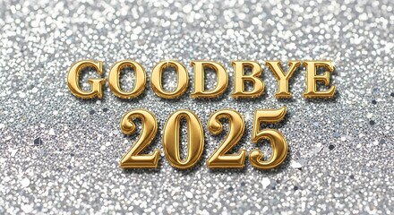 Golden goodbye year two thousand twenty five on glittery surface