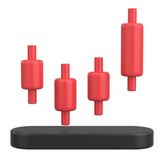 Stock Trading Chart. Gold Trading Chart. 3D Illustration.