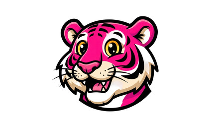 Pink Tiger Face Illustration