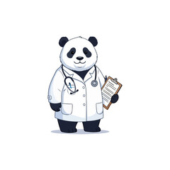 Panda doctor holding clipboard