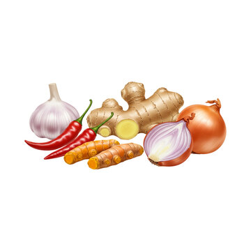 Culinary ingredients composition on black background