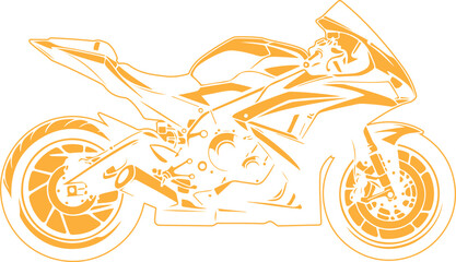 Stylized yellow motorcycle illustration in vector format on a white background