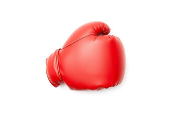 A single red boxing glove captured in high detail on a white backdrop. Ideal for promotional materials, product catalogs, workout themes, combat sports graphics, and professional training concepts.