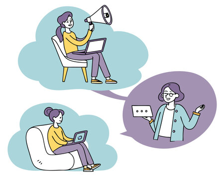 Business professionals communicating and working collaboratively on a remote digital marketing strategy