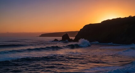 Fototapeta premium Coastal sunset over dramatic cliffs