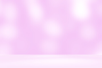 Empty pink purple room studio with sunlight effect shadow on the floor and wall for product presentation. Minimal backdrop design. Cosmetic, beauty and fashion showroom. Summer background mock up.