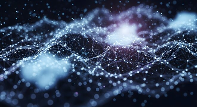 Digital network connections forming futuristic data grid pattern