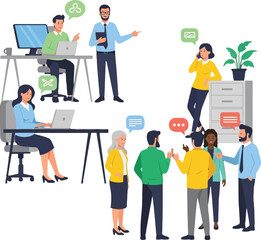 Obraz premium Diverse business professionals collaborating and communicating in workplace office