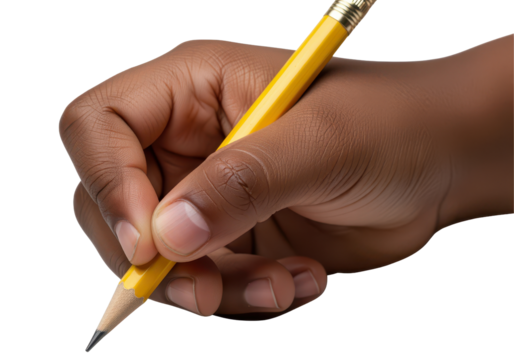 Hand Holding Yellow Pencil Ready for Writing or Drawing Activity
