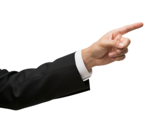 Hand Gesture of Businessman Pointing with Index Finger in Suit