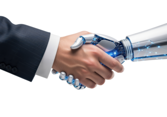 Human and Robot Handshake Representing Collaboration and Innovation