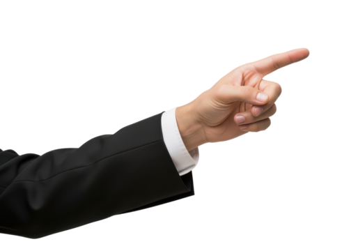 Hand Gesture of Businessman Pointing with Index Finger in Suit