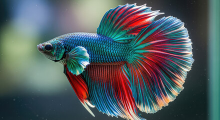 Majestic Siamese Fighting Fish Showcase: Intricate Patterns and Vibrant Hues Reflecting a Captivating Aquatic Symphony in High Detail and Clarity,