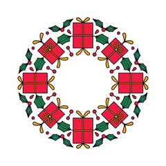 Festive Holiday Wreath with Presents and Holly