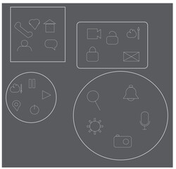 Minimal Glass UI Icon Pack with Circles Squares Rounded Rectangles for Mobile App and Web Interface
