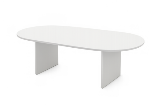 White modern oval conference table or office desk, minimalist design furniture on transparent background for business meetings - Powered by Adobe