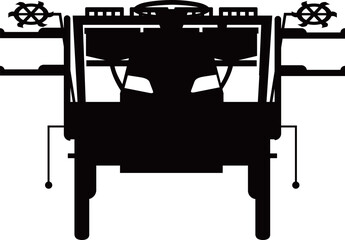 Fototapeta premium 【農機具】正面から見た田植え機の白黒シルエット