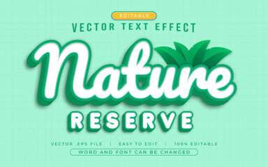 Nature Reserve 3D editable text effect style - Premium Vector