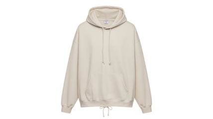 Cream Colored Hoodie With Drawstrings and Pocket background removed isolated on a transparent background