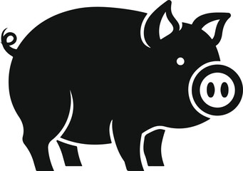 Stylized black pig silhouette icon standing isolated perfect for farming concepts