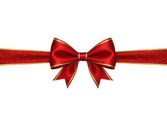 Red bow and ribbon for decorative purposes on gifts