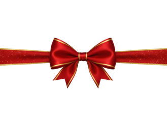 Red bow and ribbon for decorative purposes on gifts