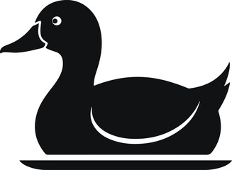 Black duck silhouette on a white background a simple animal icon graphic design