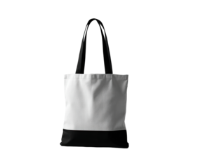 Blank white canvas tote bag with black bottom