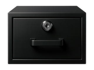 Lockable steel drawer for nightstands, ensuring secure storage for personal items.
