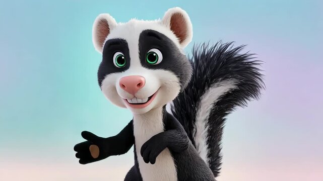 Happy cartoon skunk gives a thumbs up