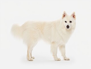 Obraz premium Portrait of a Beautiful White Japanese Spitz Dog