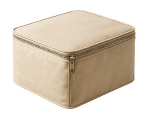 Zippered canvas bag for compact storage of seasonal clothing in small spaces.