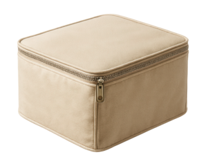 Zippered canvas bag for compact storage of seasonal clothing in small spaces.