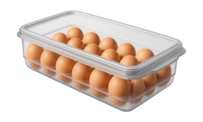 Egg storage container with a lid, holds up to 18 eggs neatly in the fridge.