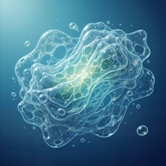 Abstract illustration of a complex cellular or vesicular structure with a glowing core, representing concepts in biophysics, regenerative medicine, or advanced drug delivery systems.