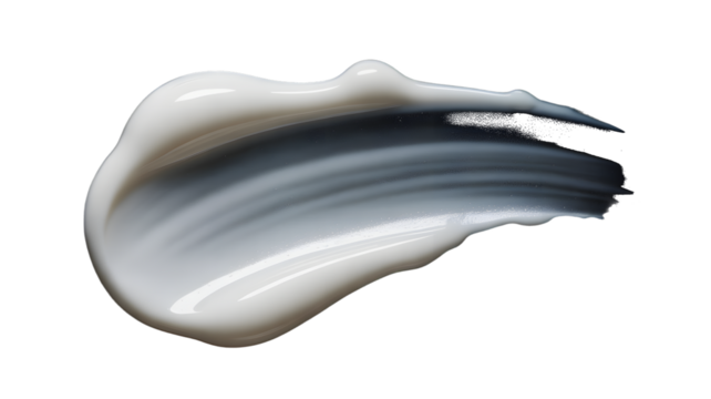 Swirl of White Cream Texture with Red and Blue Glitch Effect cosmetic isolated on a transparent background