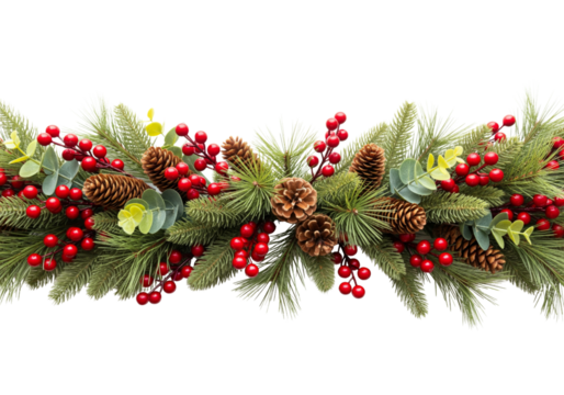 Christmas garland decoration isolated on white or transparent background - Powered by Adobe