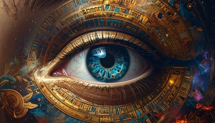 Eye detail with surreal ornate design.