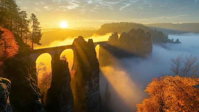 bastei bridge, saxon switzerland national park video timelapse