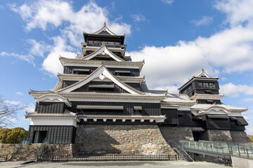 The Famous and beautiful landscape vintage building of Kumamoto Castle in Northern Kyushu, Japan.
