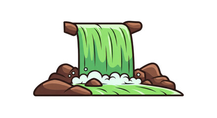 Cartoon waterfall with rock and shadow