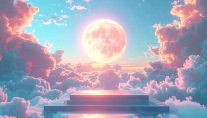 Fantasy Moonlit Sky with Clouds.